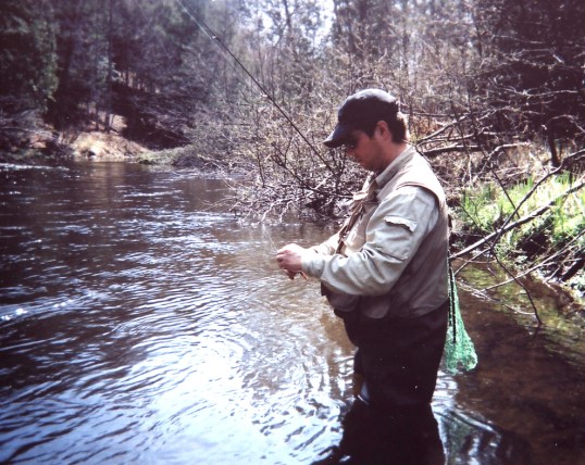 Natch on the flooded Pine River, early spring. 