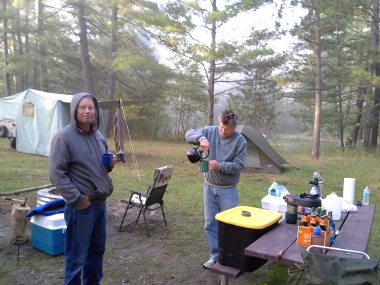 Feral and Keith, morning coffee