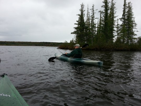 Luther paddling on Dog Lake